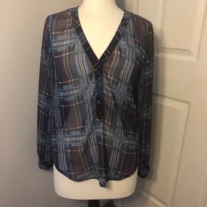 Olive & oak sheer plaid shirt